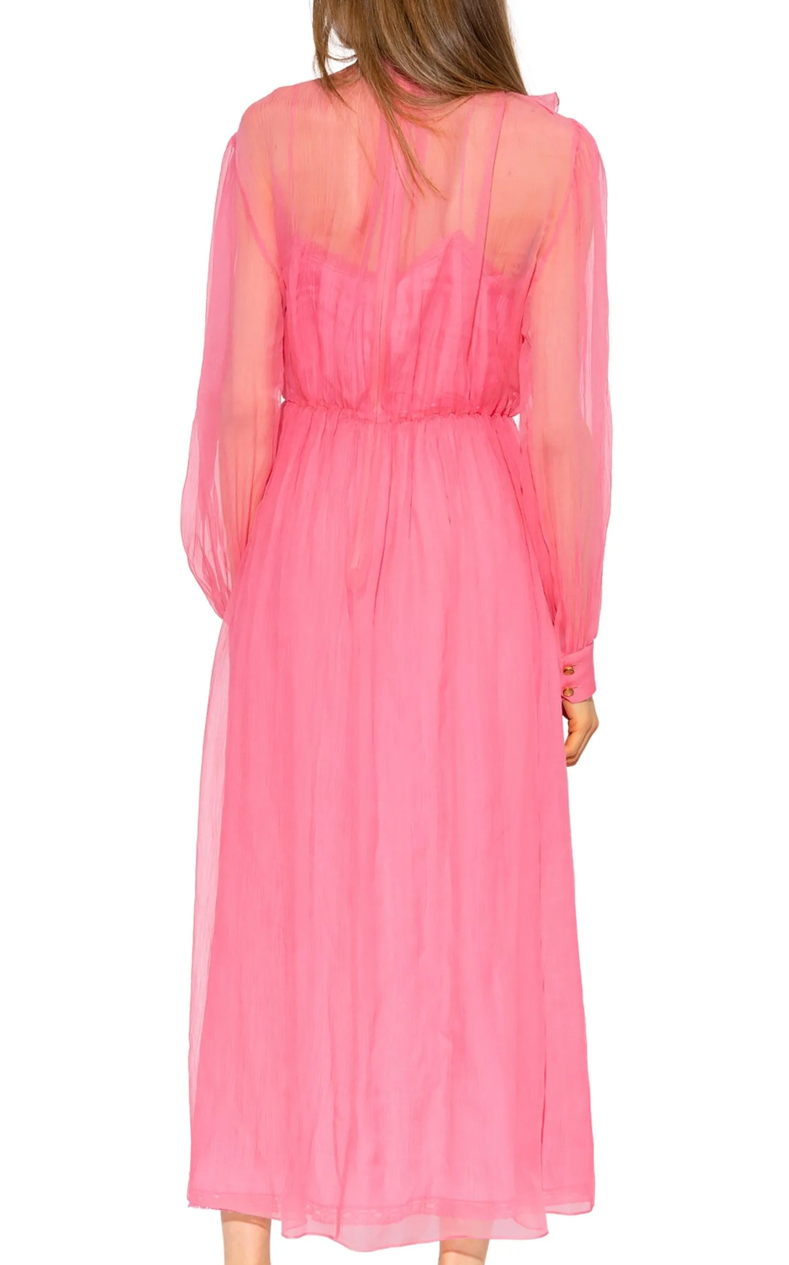 Velvet Ties Silk-chiffon Midi Dress