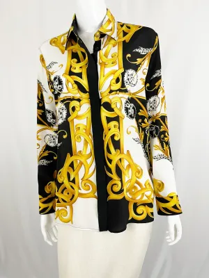 Versace Silk Patterned Blouse Size 6
