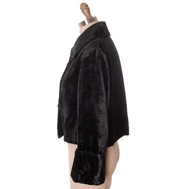 Vintage Ladies Velour Short Coat Great Sleeves Asymmetrical 1920s  Downton Abbey Era 42" Bust