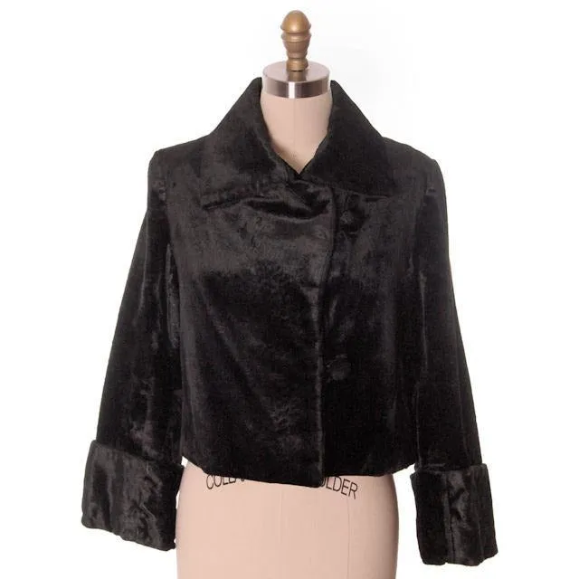 Vintage Ladies Velour Short Coat Great Sleeves Asymmetrical 1920s  Downton Abbey Era 42" Bust