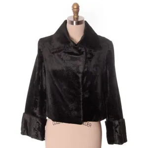 Vintage Ladies Velour Short Coat Great Sleeves Asymmetrical 1920s  Downton Abbey Era 42" Bust
