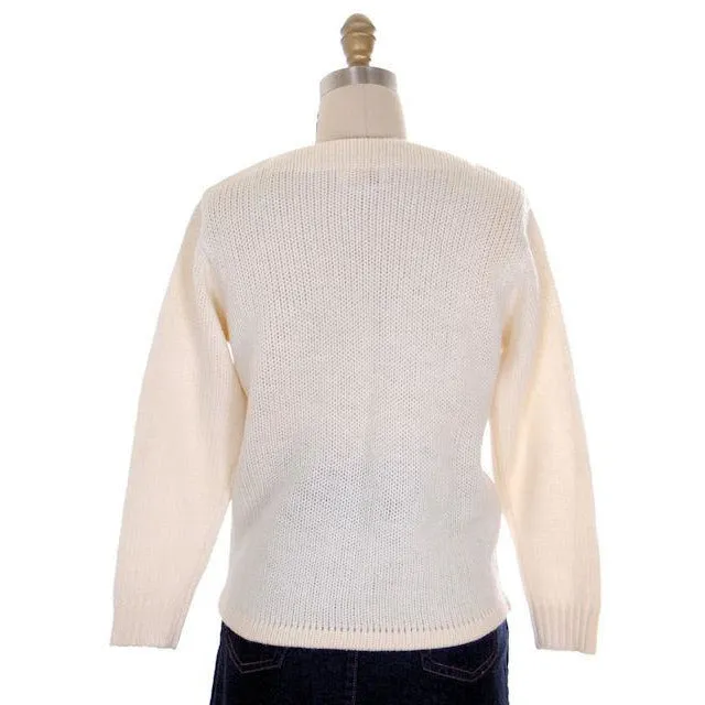 Vintage  Sweater Fab 3D Embroidered Grapes  100% Wool 1960s Sz 38