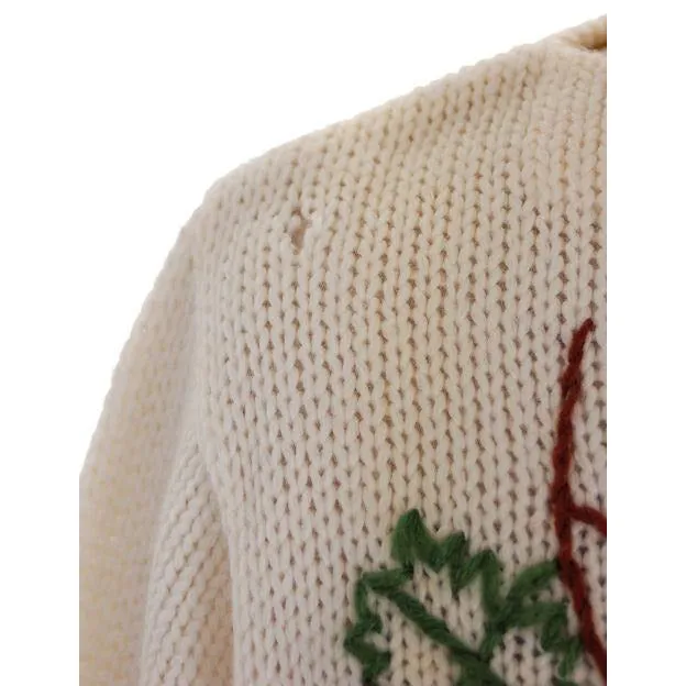 Vintage  Sweater Fab 3D Embroidered Grapes  100% Wool 1960s Sz 38