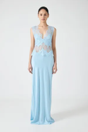 VISIONS LACE FLOOR LENGTH DRESS | SKY BLUE