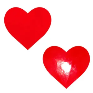 Vixen Plus Size Wet Vinyl Heart Nipple Cover Pasties In Red - Neva Nude