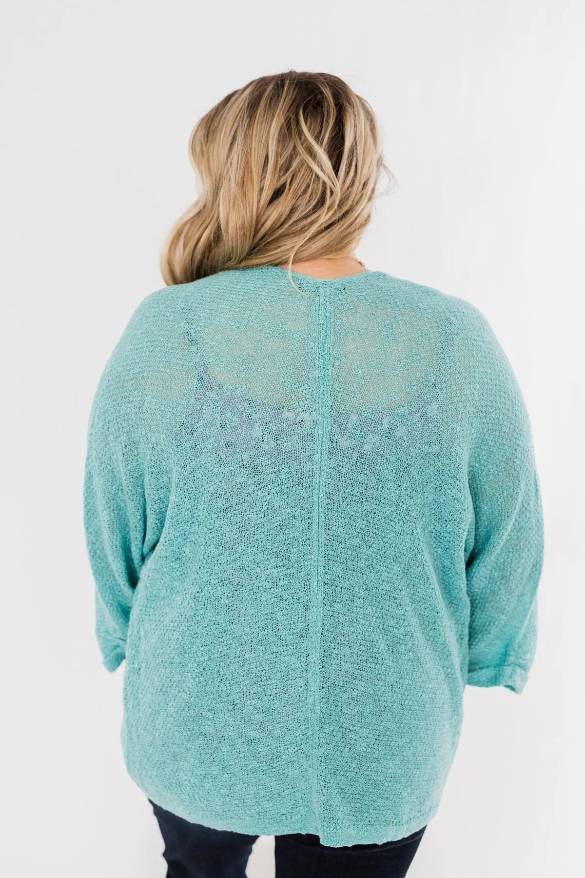 Waiting On A Miracle Knitted Cardigan- Deep Aqua Blue