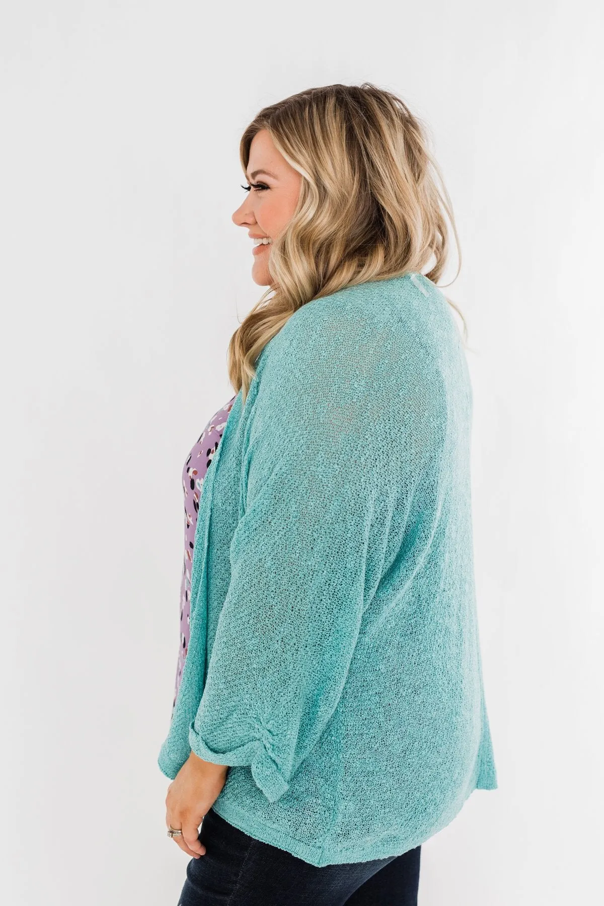 Waiting On A Miracle Knitted Cardigan- Deep Aqua Blue