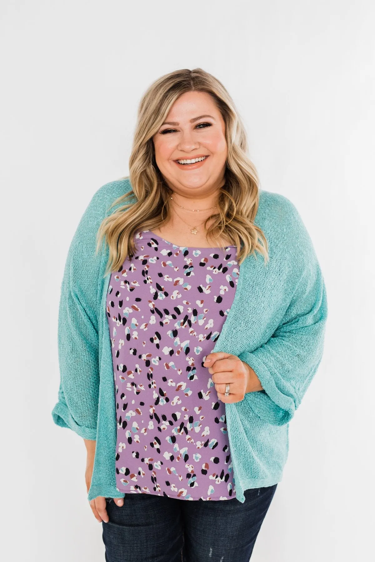 Waiting On A Miracle Knitted Cardigan- Deep Aqua Blue
