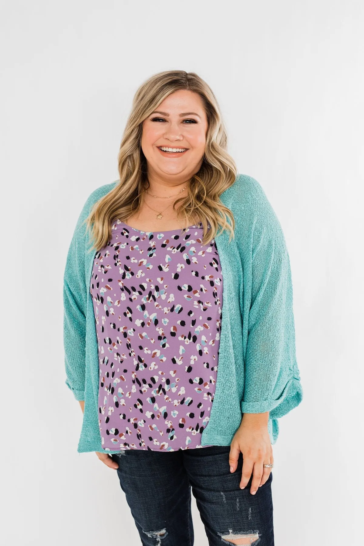 Waiting On A Miracle Knitted Cardigan- Deep Aqua Blue