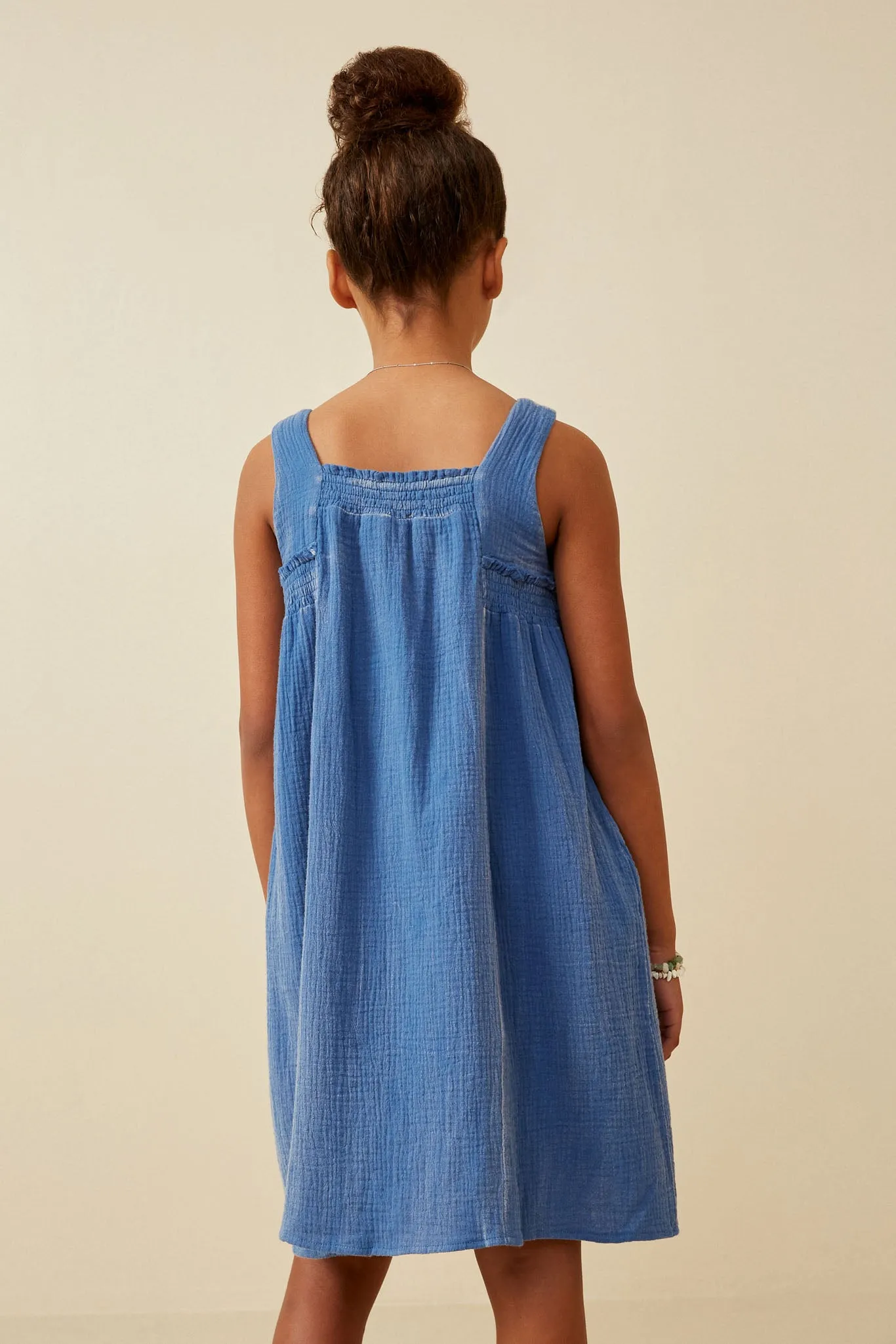 Washed Textured Smock Detail Tank Dress