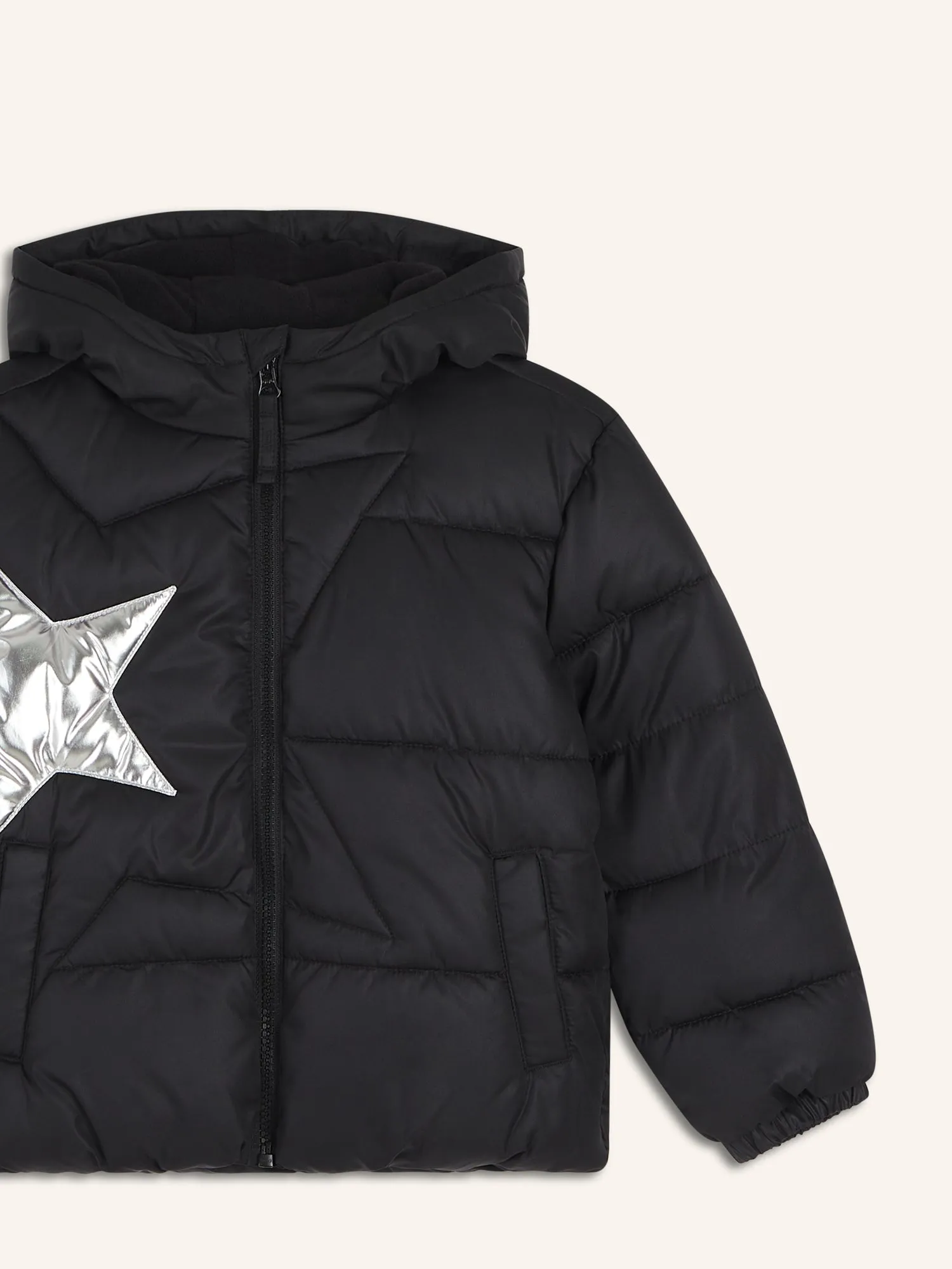 Water-Resistant Quilted Graphic Puffer Jacket for Girls