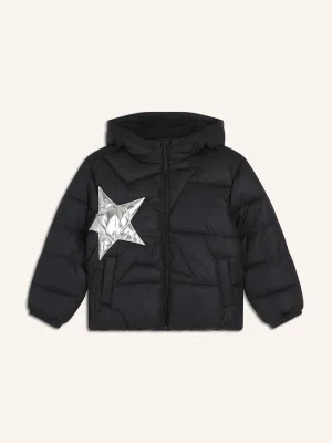 Water-Resistant Quilted Graphic Puffer Jacket for Girls