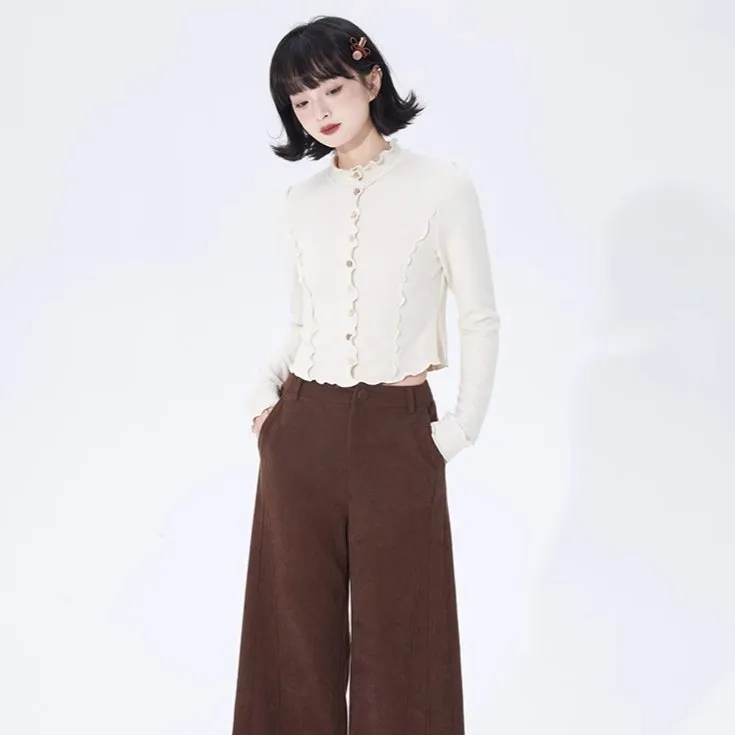 Wavy pattern tight knit tops