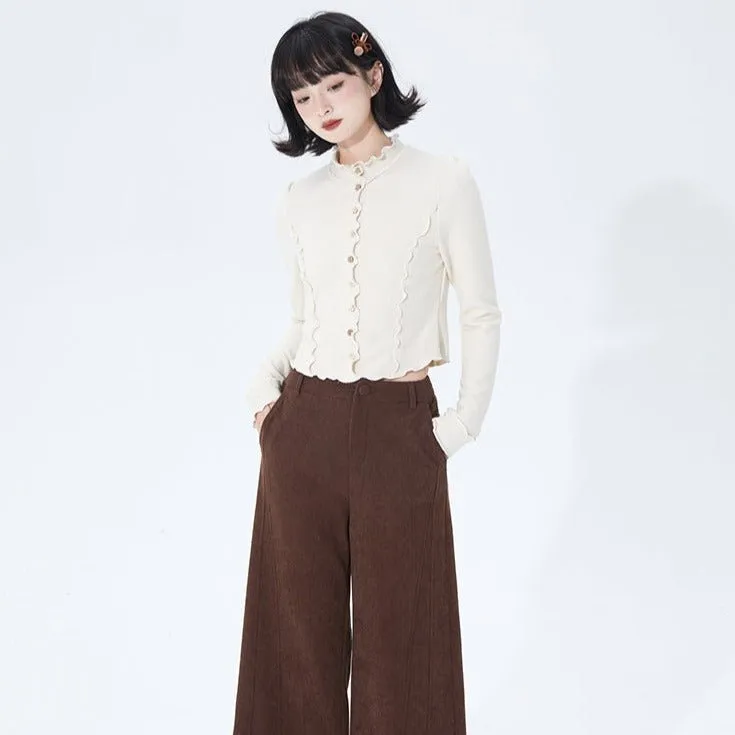 Wavy pattern tight knit tops
