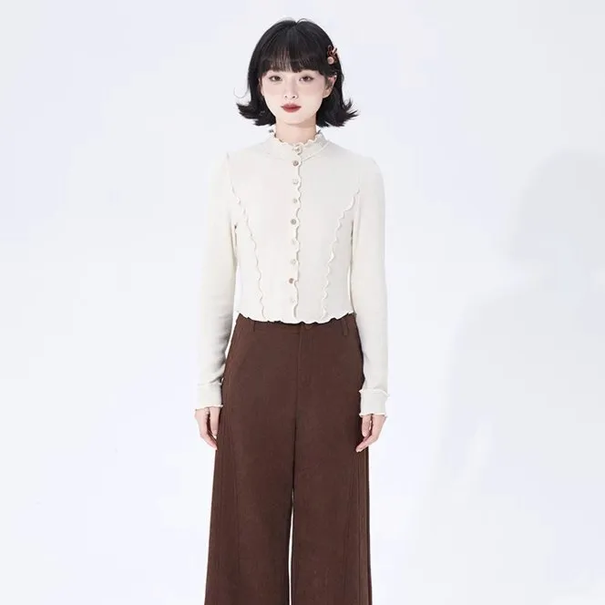 Wavy pattern tight knit tops
