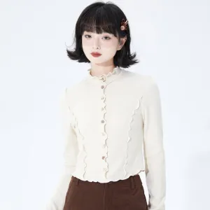 Wavy pattern tight knit tops