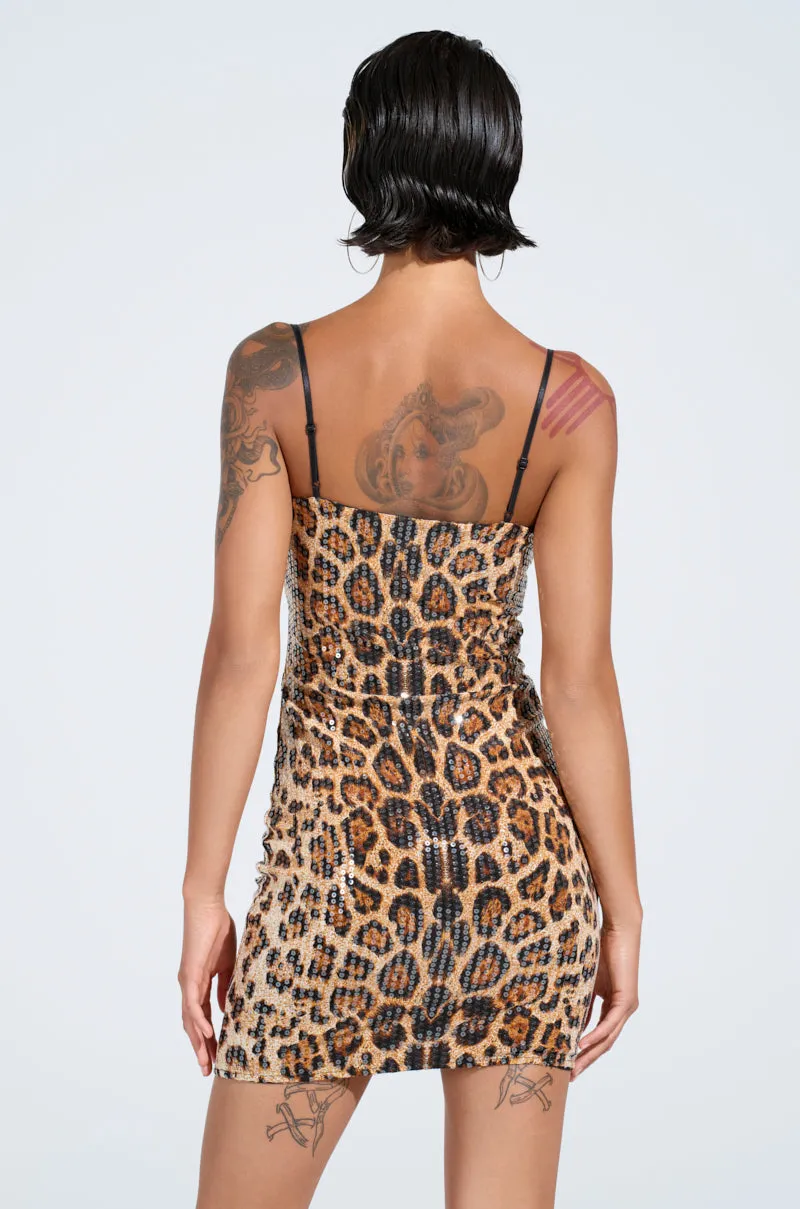 WE ALL FAM LEOPARD PRINT MINI DRESS