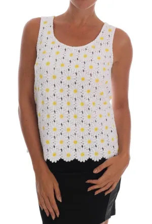 White Silk Floral Daisy Blouse