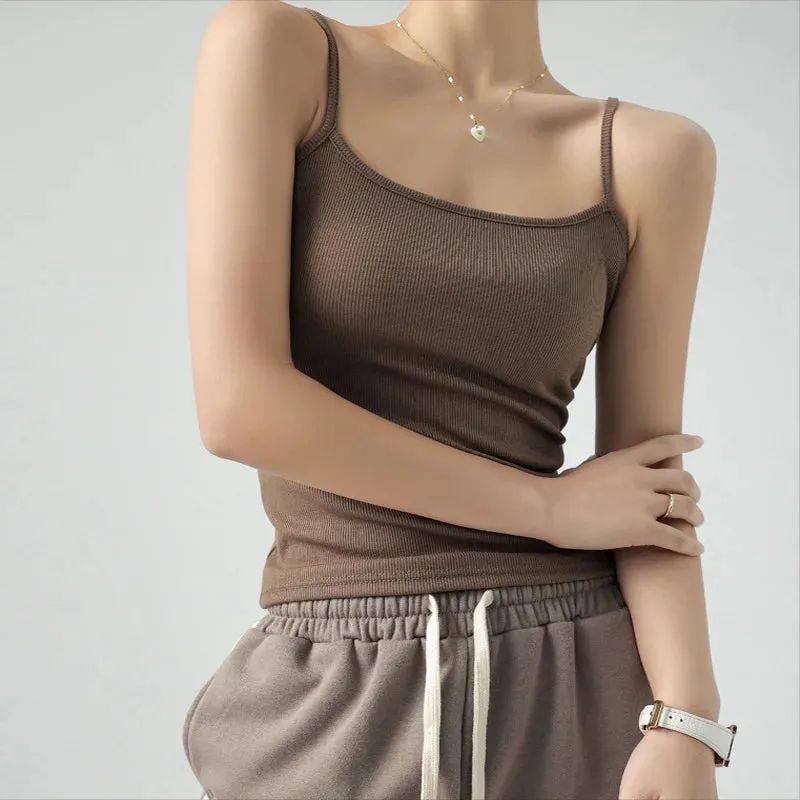 Women Backless Crop Tops Slim Knit Cotton Camis Padded Tube Top 2024 Summer