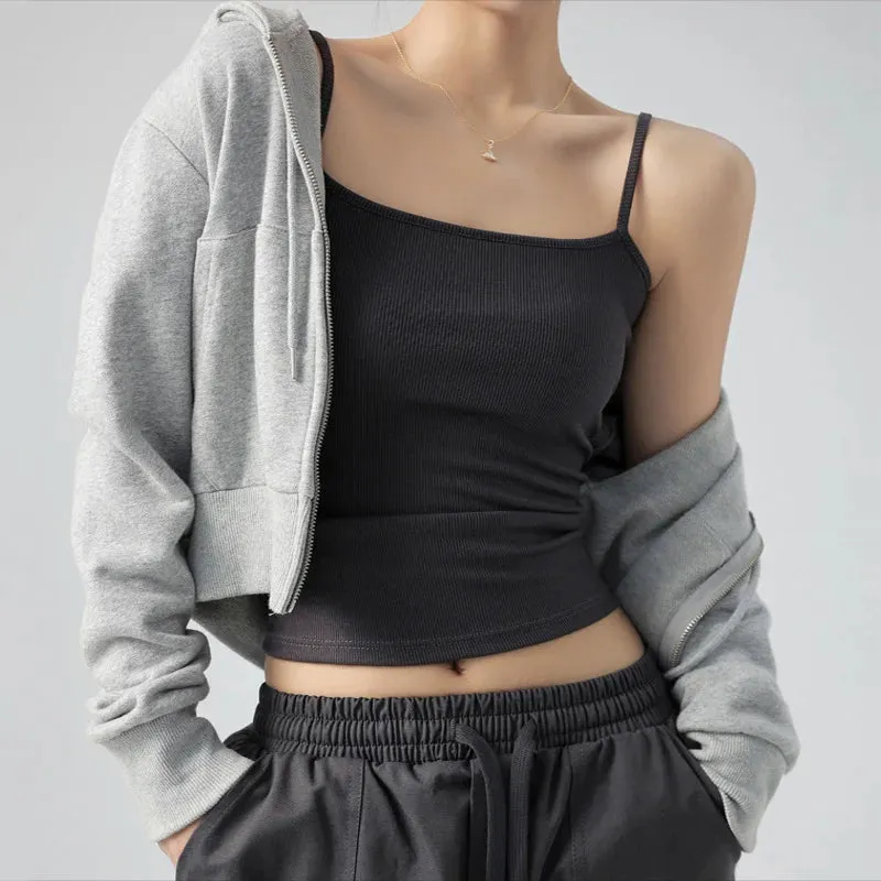 Women Backless Crop Tops Slim Knit Cotton Camis Padded Tube Top 2024 Summer