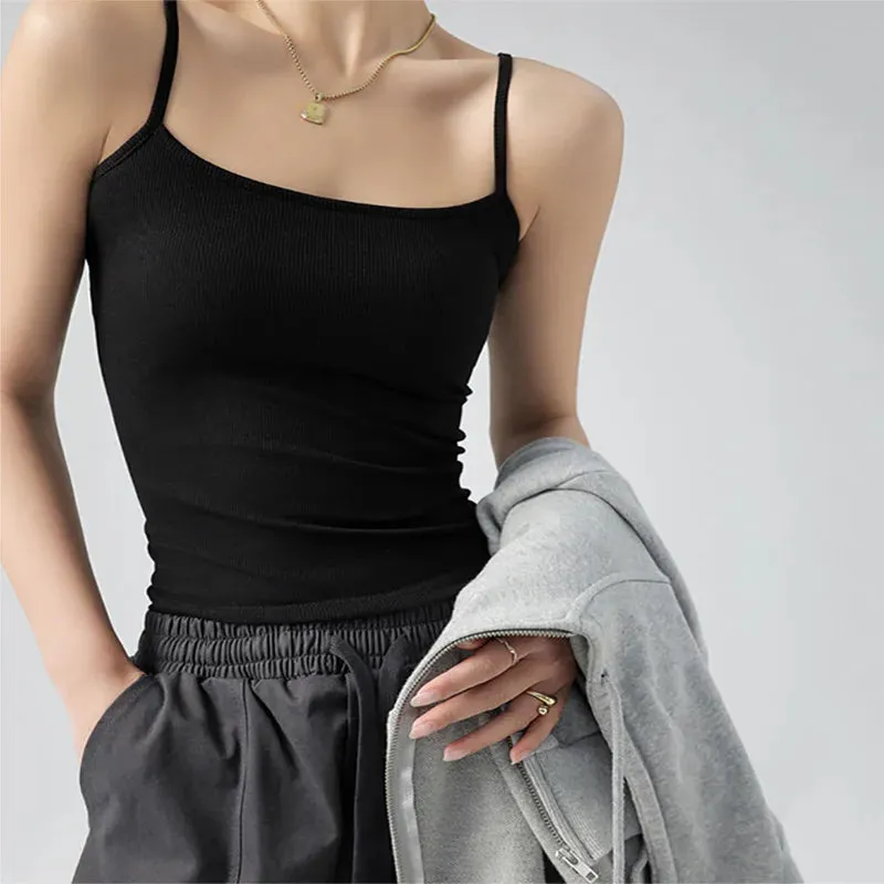 Women Backless Crop Tops Slim Knit Cotton Camis Padded Tube Top 2024 Summer