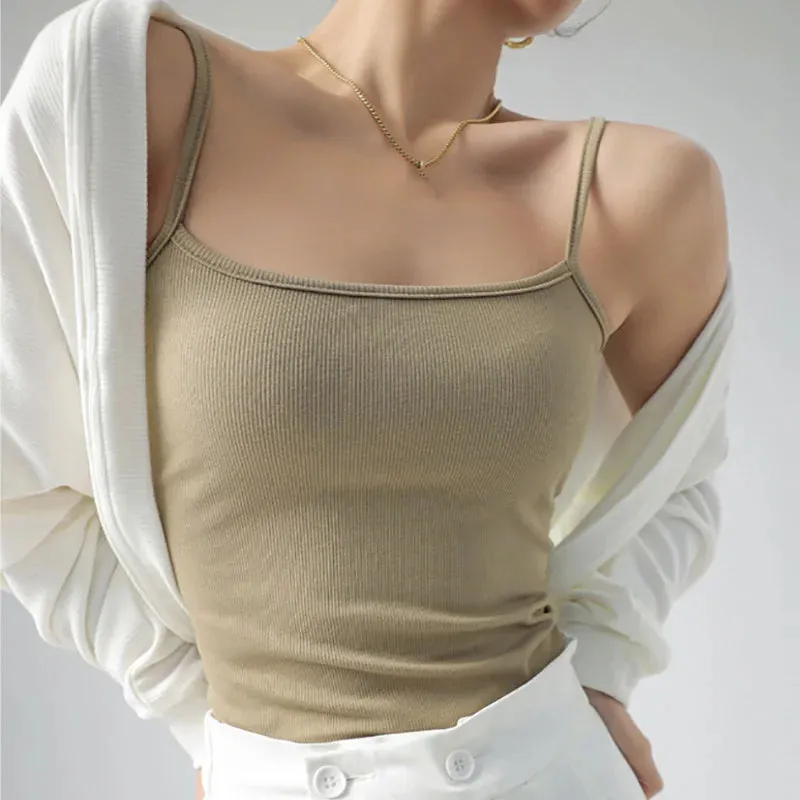 Women Backless Crop Tops Slim Knit Cotton Camis Padded Tube Top 2024 Summer