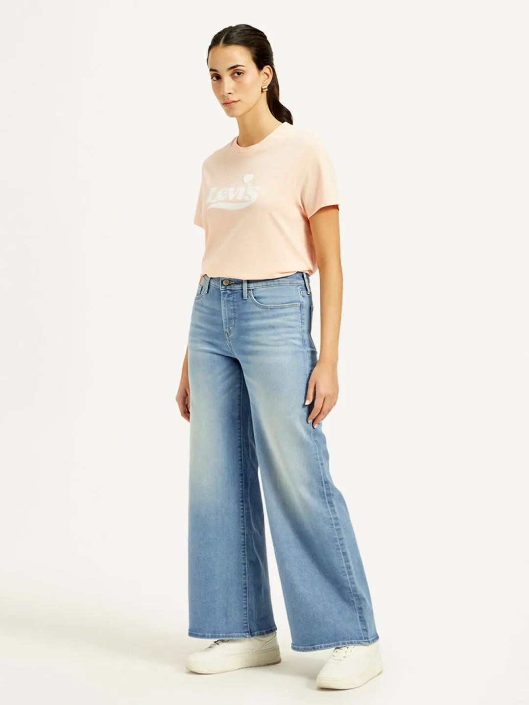 Women's 318 Blue Wideleg Fit Mid Rise Jeans