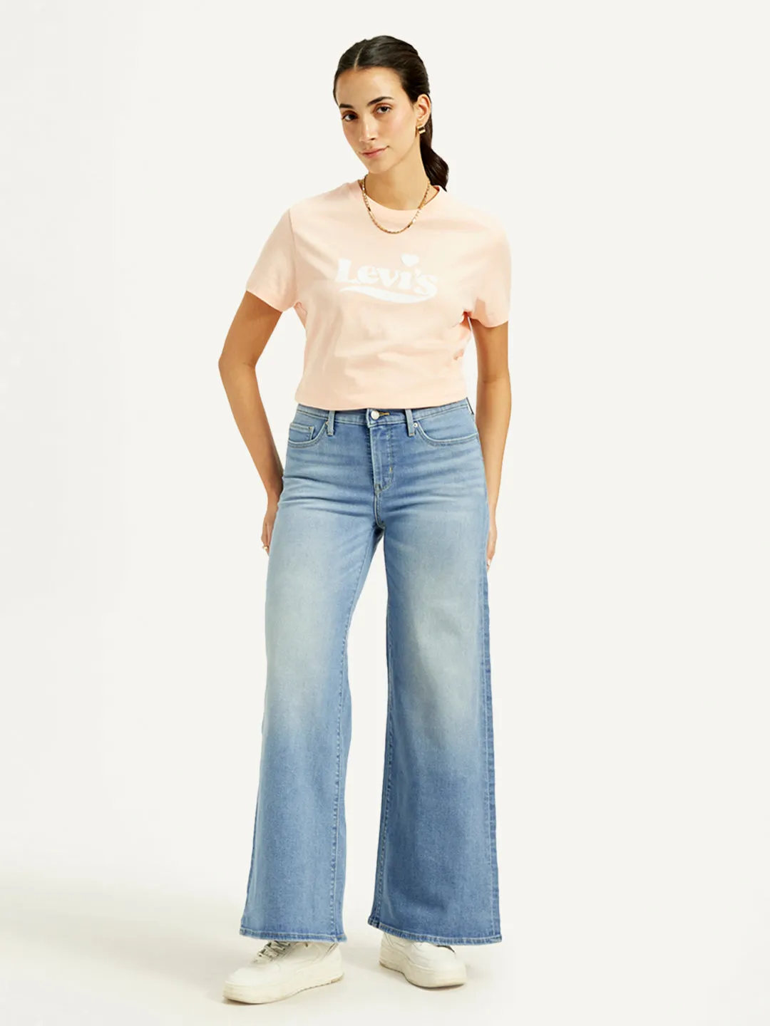 Women's 318 Blue Wideleg Fit Mid Rise Jeans