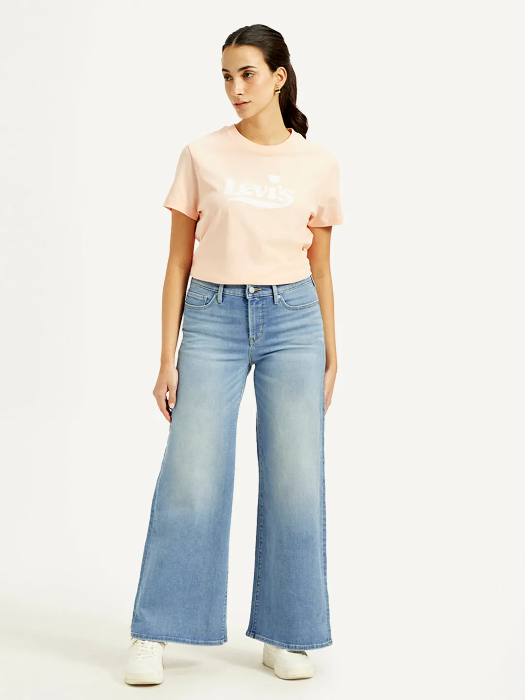 Women's 318 Blue Wideleg Fit Mid Rise Jeans