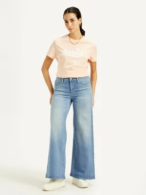 Women's 318 Blue Wideleg Fit Mid Rise Jeans
