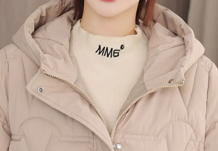 Women's Quilted Puffer Jacket with Stylish Bellows Pocket and Slim Fit