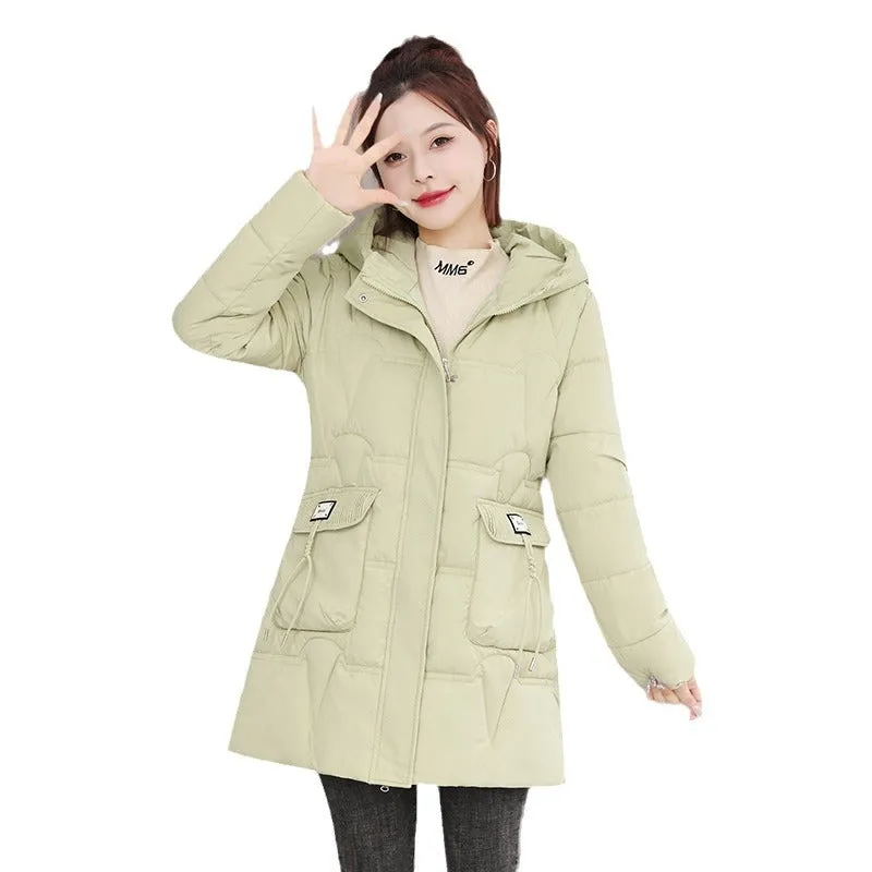 Women's Quilted Puffer Jacket with Stylish Bellows Pocket and Slim Fit