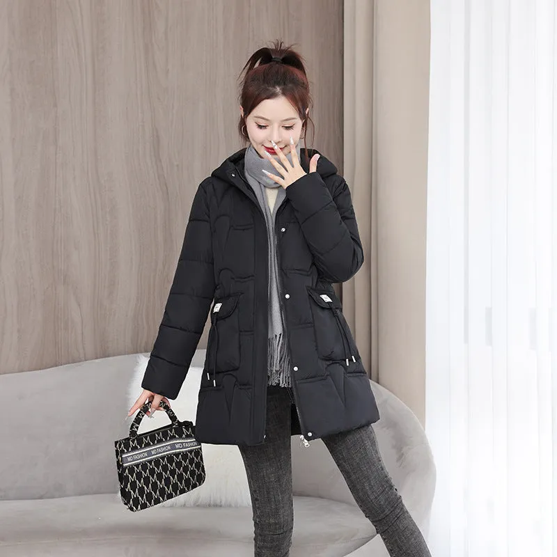 Women's Quilted Puffer Jacket with Stylish Bellows Pocket and Slim Fit