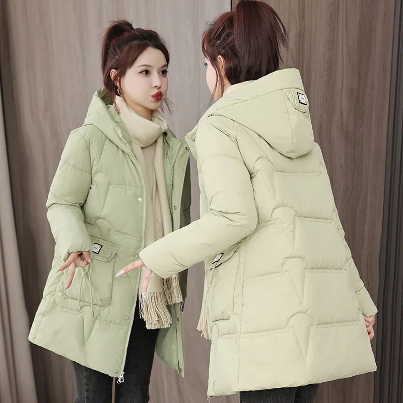 Women's Quilted Puffer Jacket with Stylish Bellows Pocket and Slim Fit