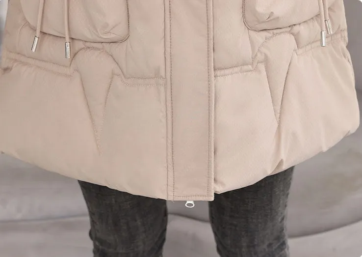 Women's Quilted Puffer Jacket with Stylish Bellows Pocket and Slim Fit