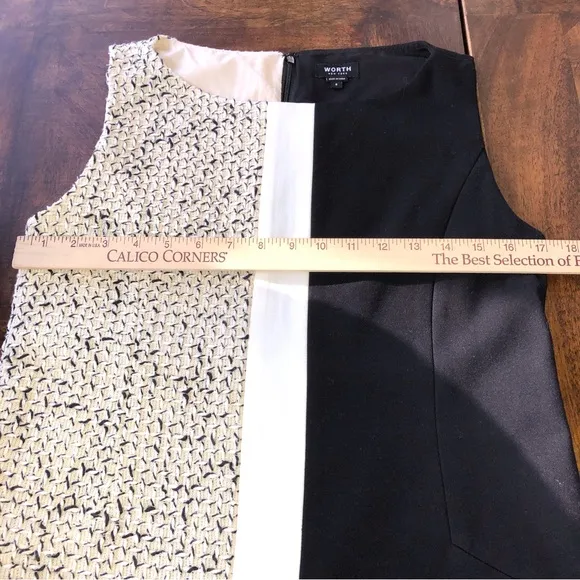 Worth Color Block Beige Tan Cream Black Knit Dress