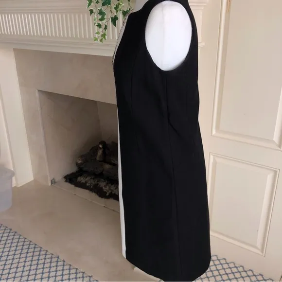 Worth Color Block Beige Tan Cream Black Knit Dress