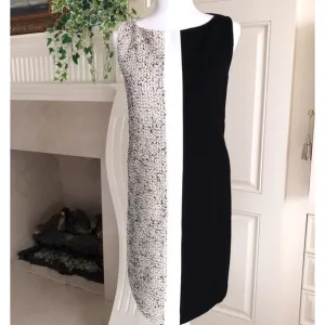 Worth Color Block Beige Tan Cream Black Knit Dress