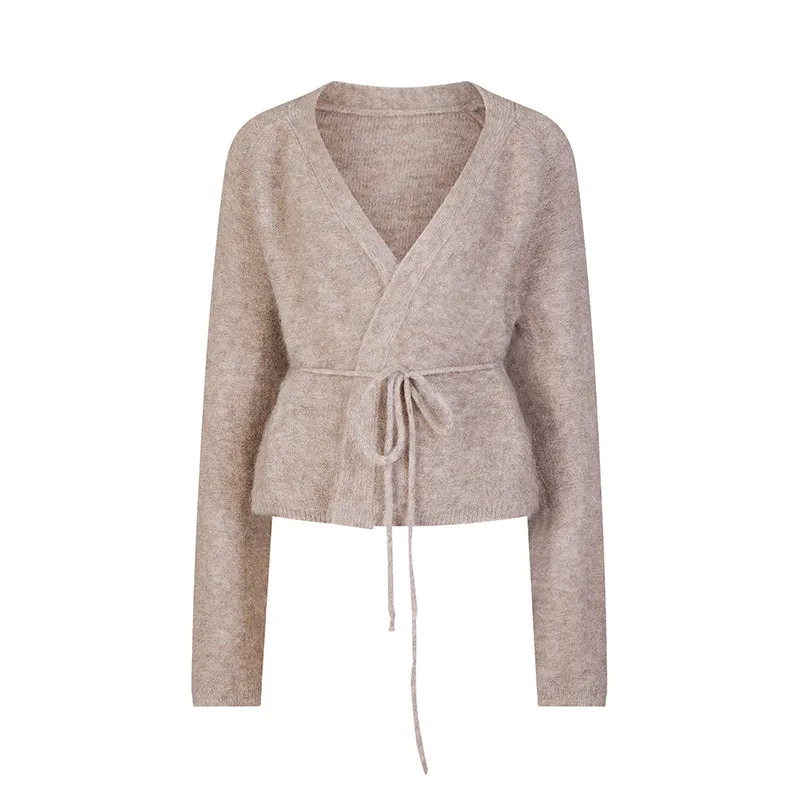 wrapped wool knit tops