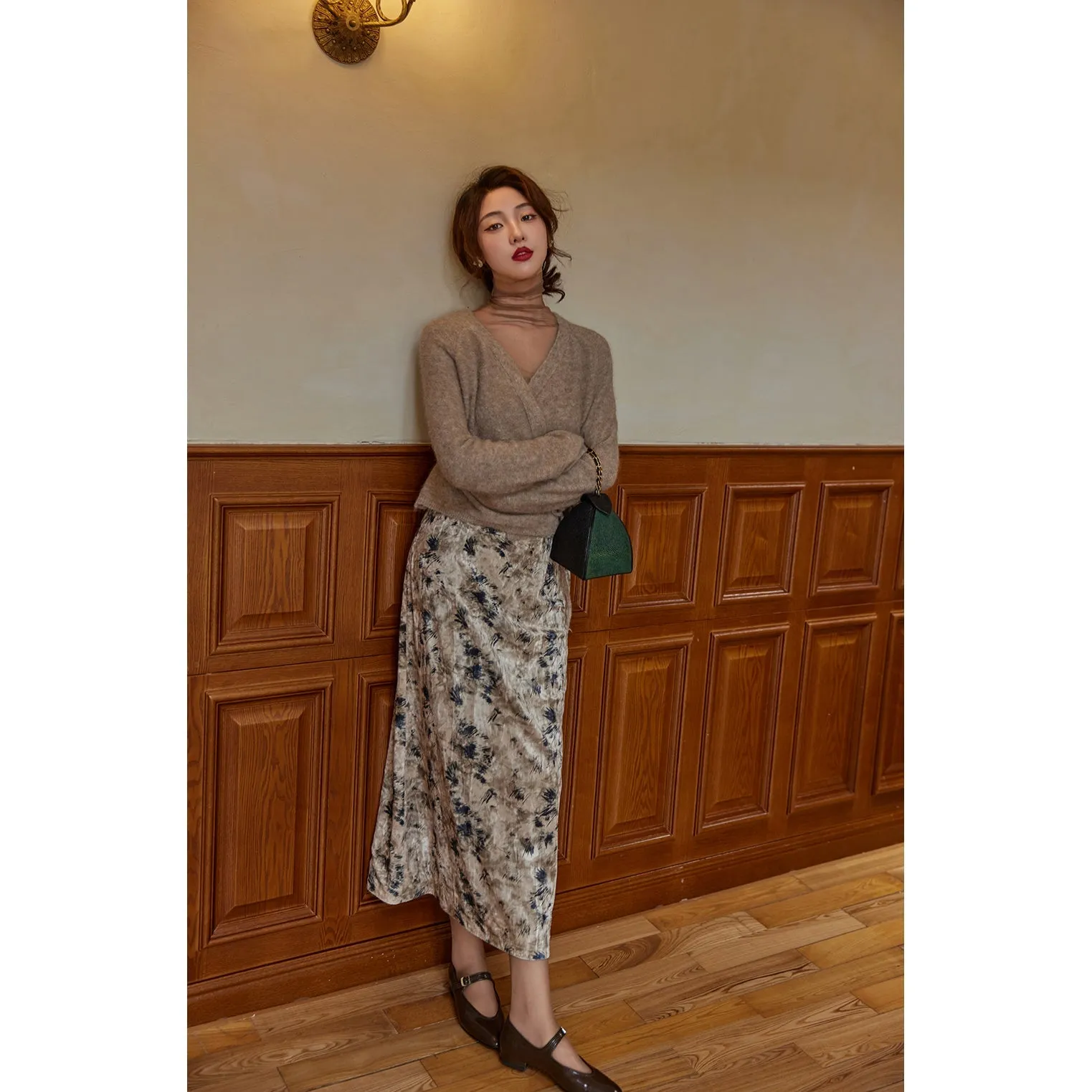 wrapped wool knit tops