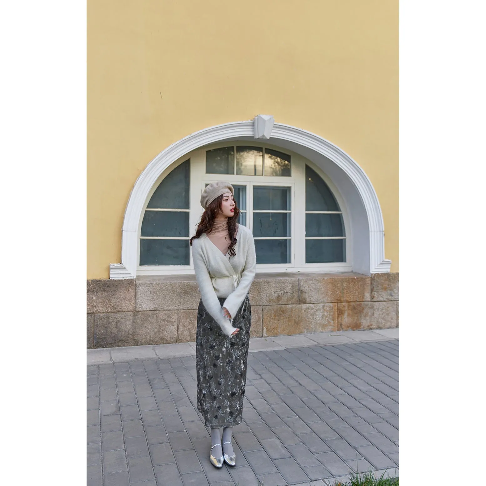 wrapped wool knit tops