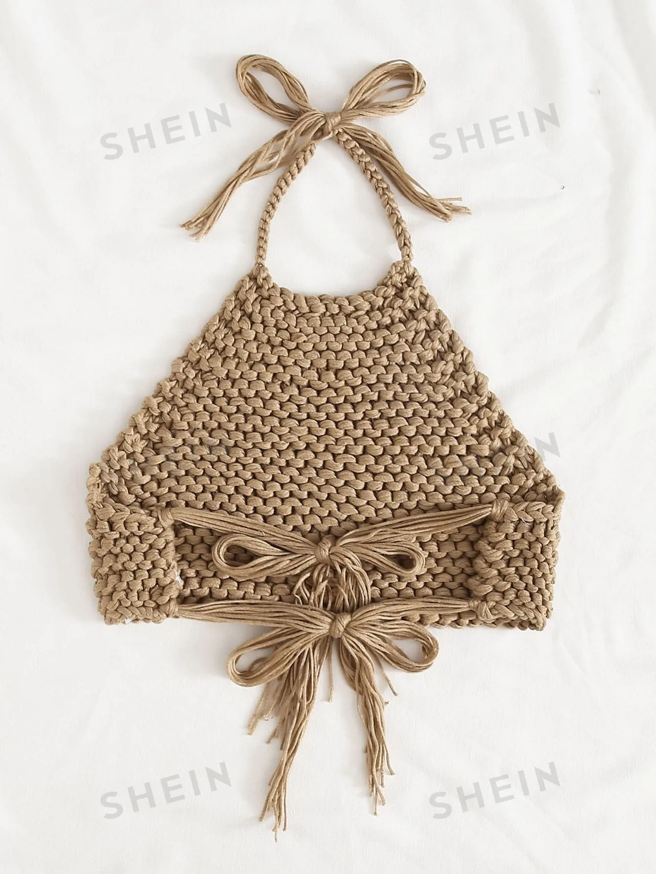 WYWH Tie Back Crop Knit Top