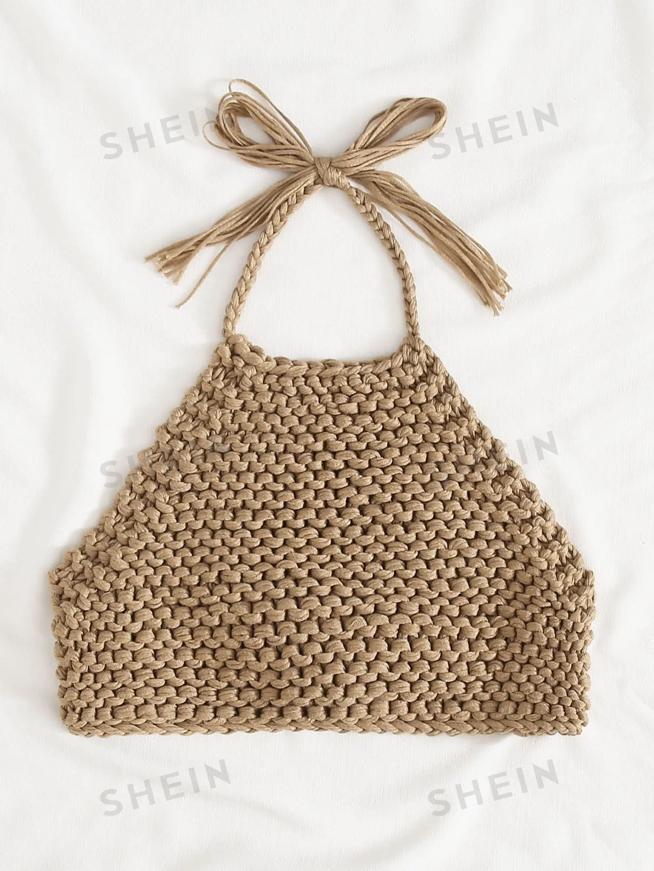 WYWH Tie Back Crop Knit Top