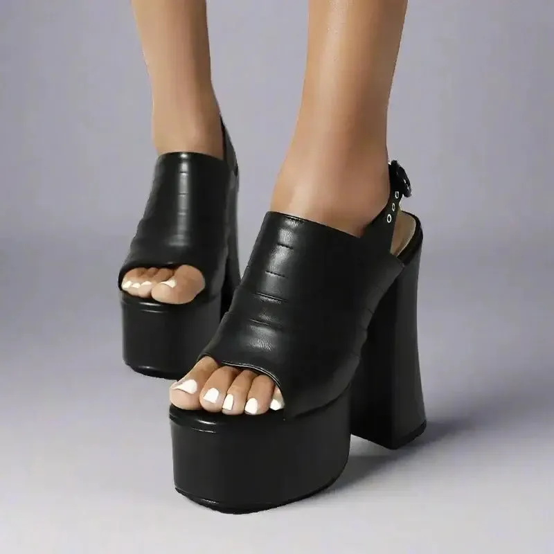 Y2K Slingback Peep Toe Pumps with 15cm Heel for Spring and Autumn