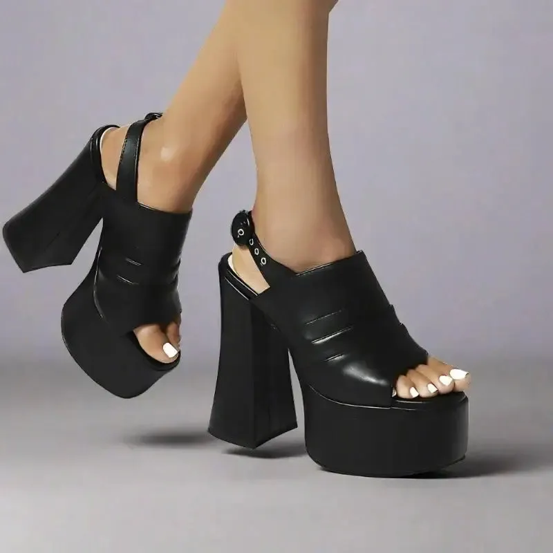Y2K Slingback Peep Toe Pumps with 15cm Heel for Spring and Autumn