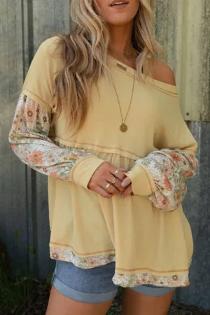 Yellow Contrast Thermal Knit Top