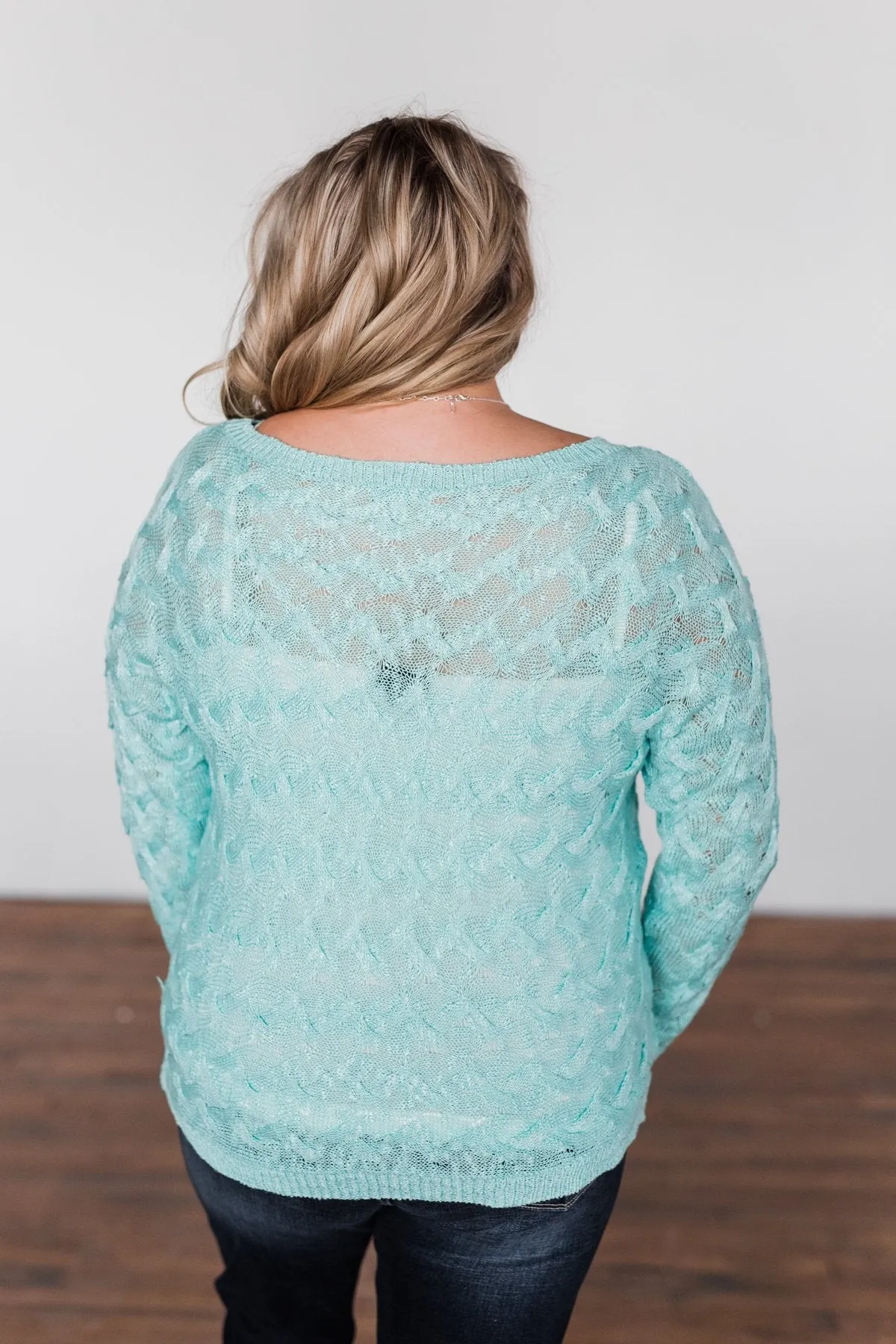 You've Got That Something Knit Sweater- Mint Blue