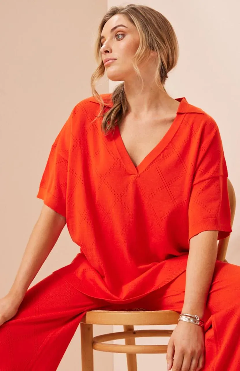 Zarella Collared Tee Sangria Knit